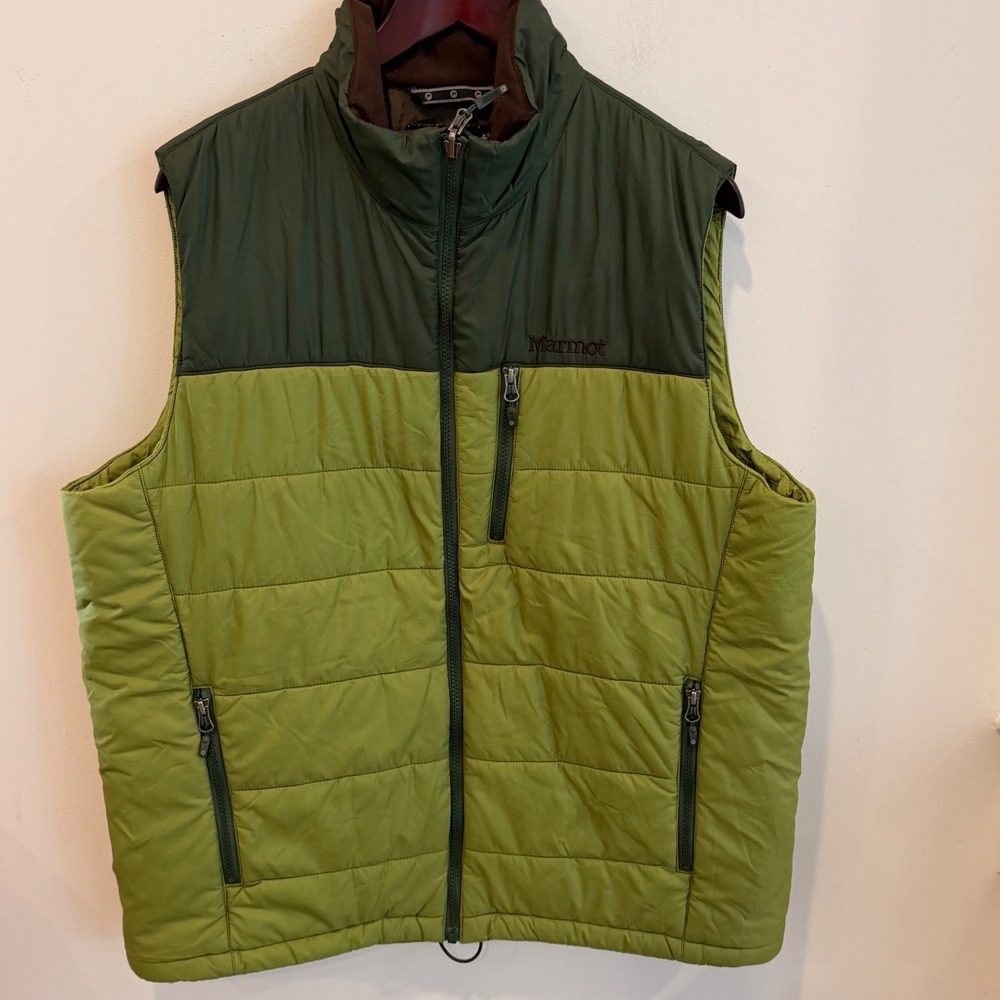 Marmot Mens Quilted Puffer Vest Green Two Tone Full Zip XL V72230-1-MXP2
